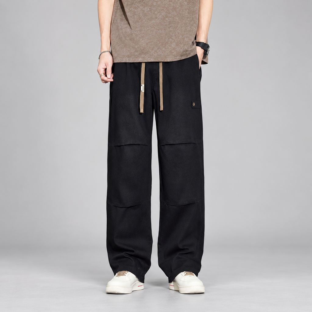 Rocco Men’s Wide-Leg Drawstring Jeans with Panel Seams