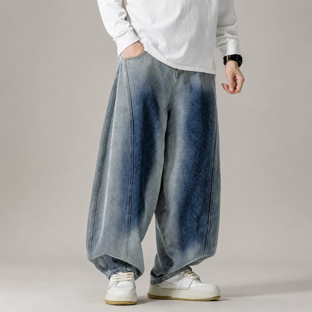 Rocco Men’s Gradient Wash Balloon-Leg Denim Jeans