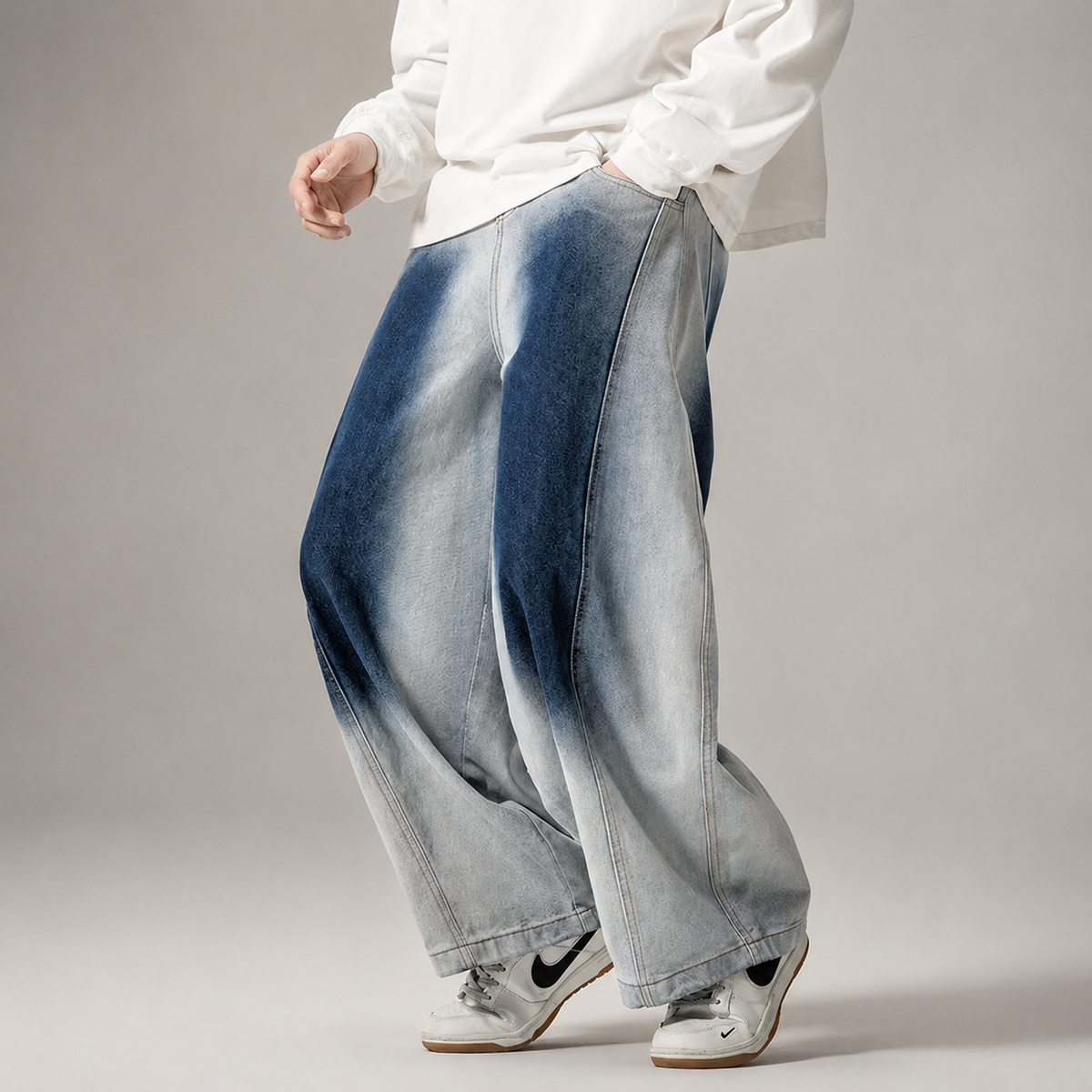 Rocco Men’s Gradient Wash Balloon-Leg Denim Jeans