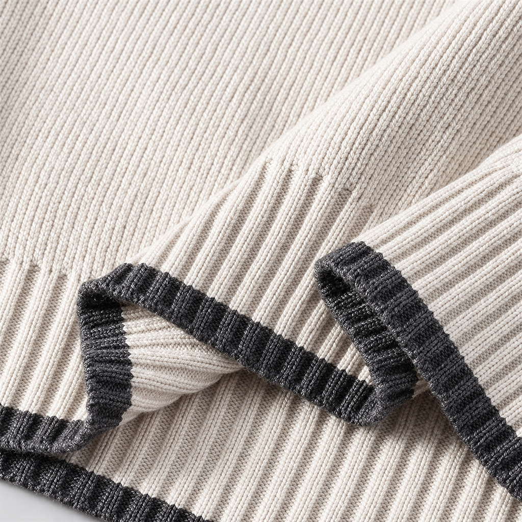 Roland Men’s Collared Knit Sweater with Asymmetric Cable Panel