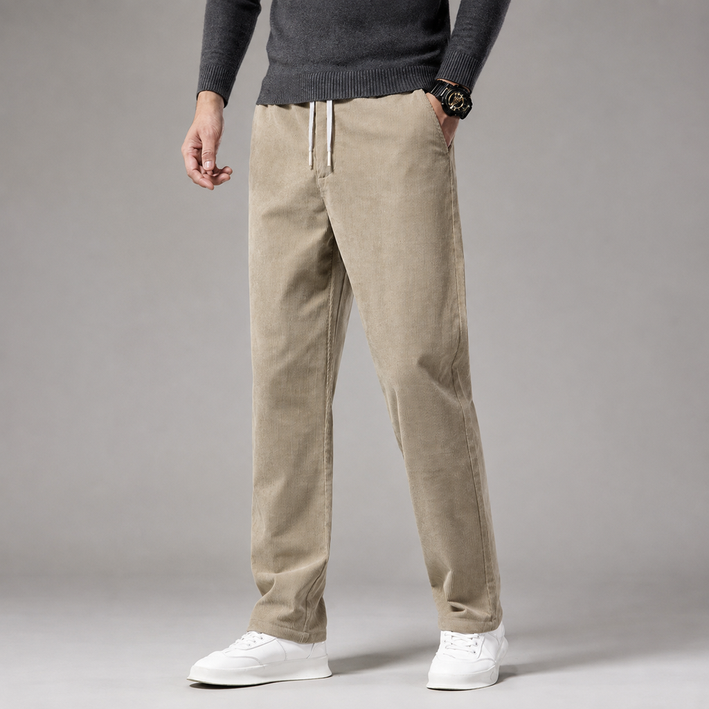 Roman Men's Corduroy Pants – Straight Fit Soft Casual Trousers