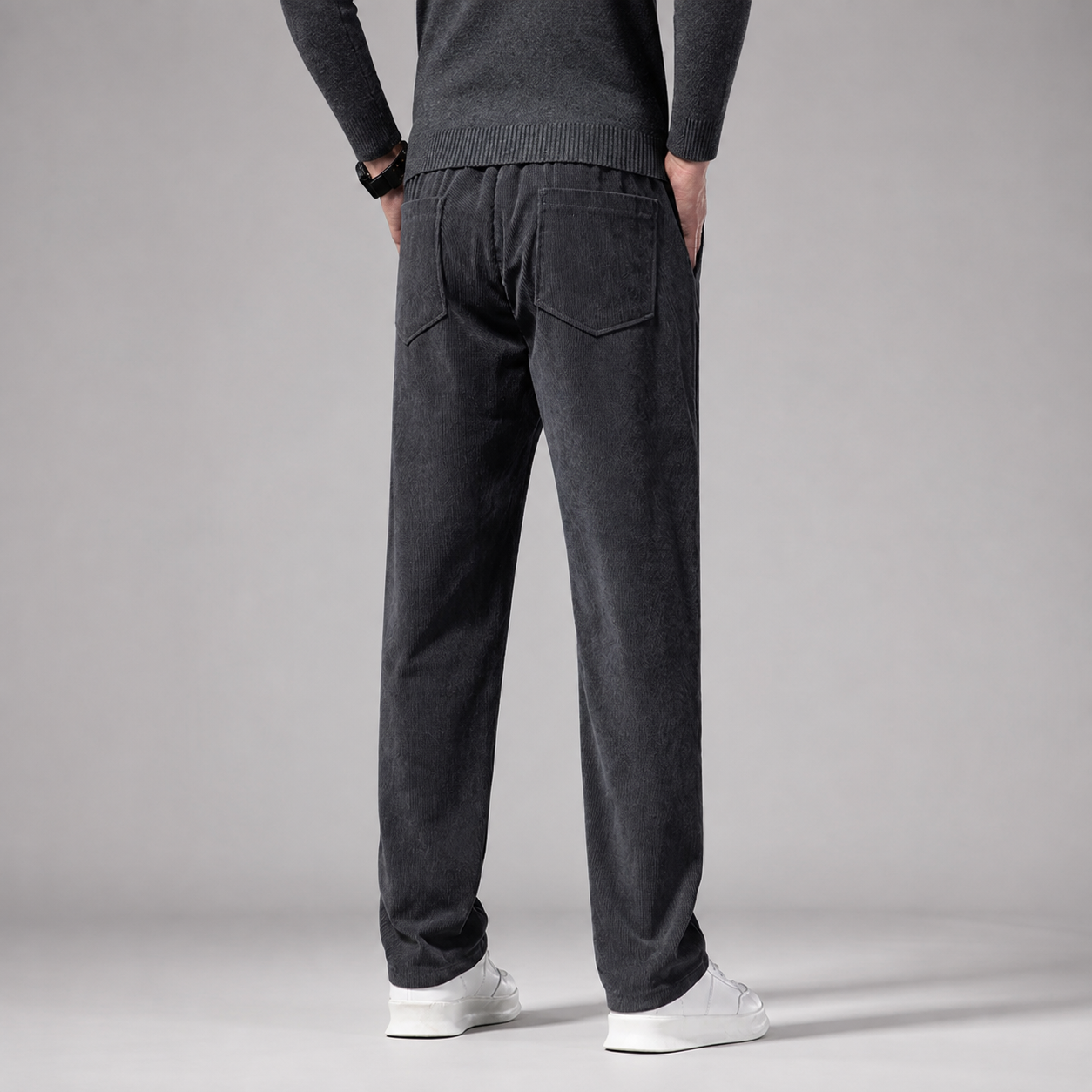 Roman Men's Corduroy Pants – Straight Fit Soft Casual Trousers