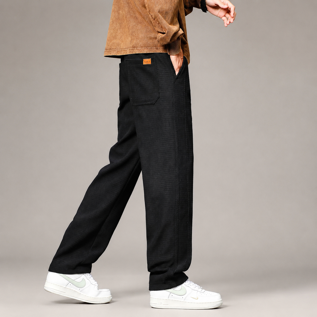 Roman Men’s Drawstring Straight-Leg Casual Pants