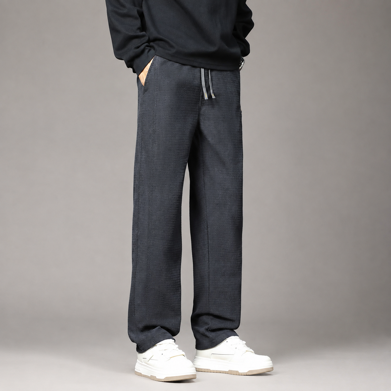 Roman Men’s Drawstring Straight-Leg Casual Pants