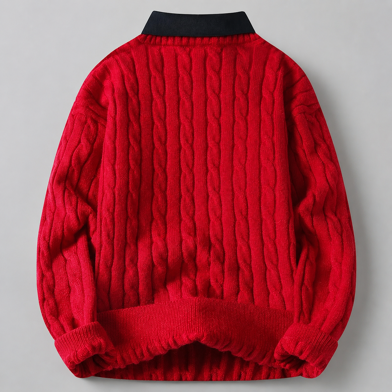 Ronald Men's Cable Knit Polo Sweater
