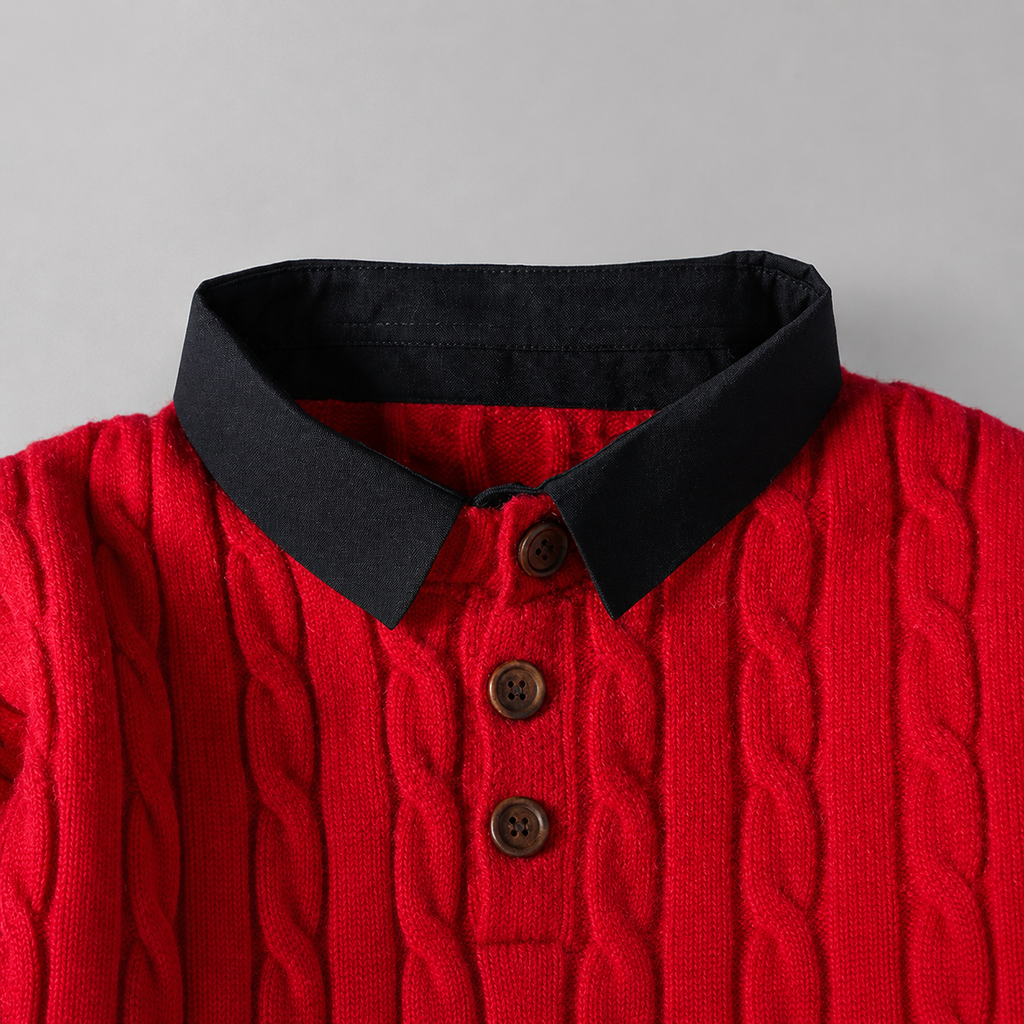 Ronald Men's Cable Knit Polo Sweater