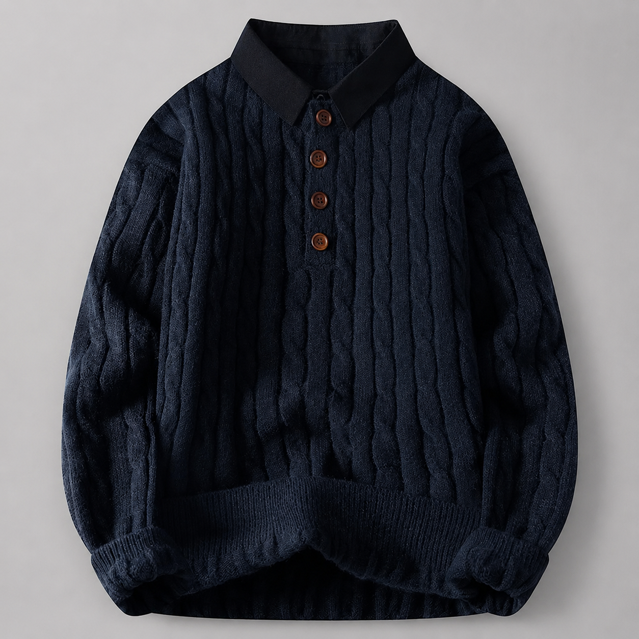 Ronald Men's Cable Knit Polo Sweater
