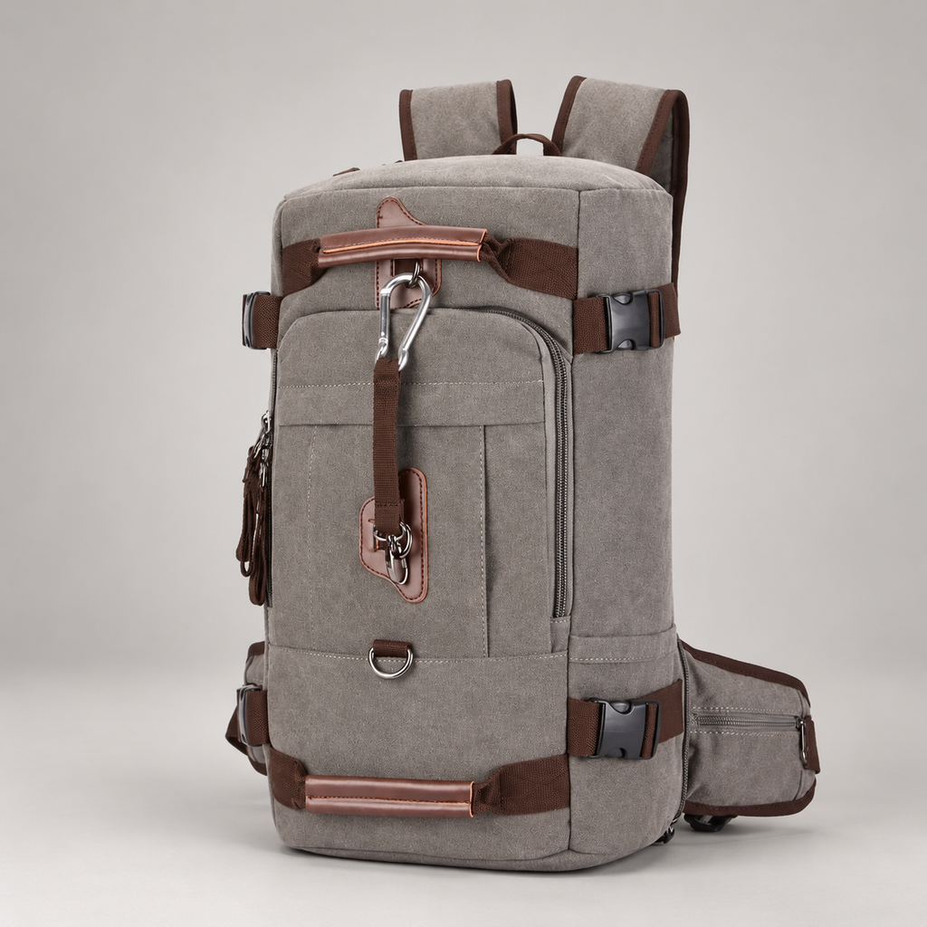 Ronan Canvas-Look Travel Backpack with Compression Straps and Front Pocket
