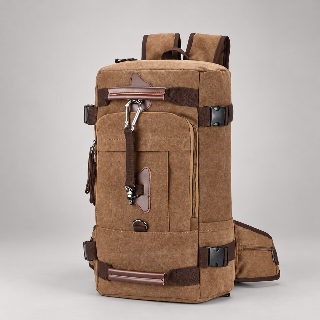 Ronan Canvas-Look Travel Backpack with Compression Straps and Front Pocket