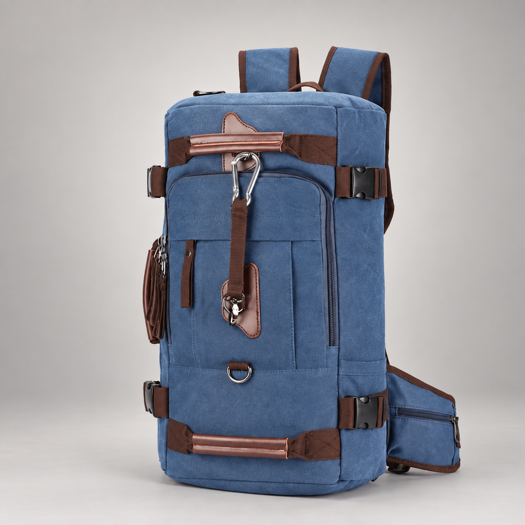 Ronan Canvas-Look Travel Backpack with Compression Straps and Front Pocket