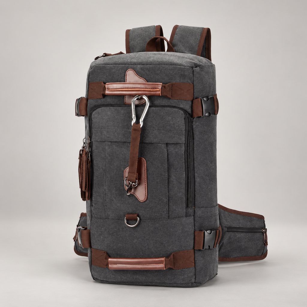 Ronan Canvas-Look Travel Backpack with Compression Straps and Front Pocket