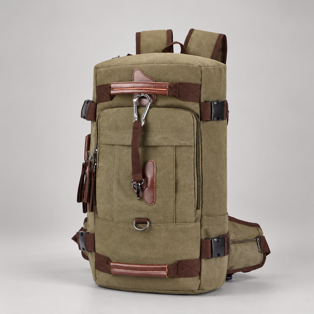 Ronan Canvas-Look Travel Backpack with Compression Straps and Front Pocket