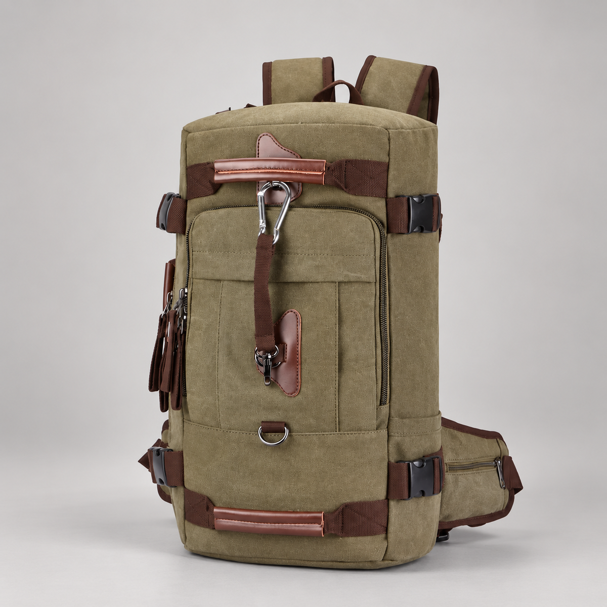 Ronan Canvas-Look Travel Backpack with Compression Straps and Front Pocket
