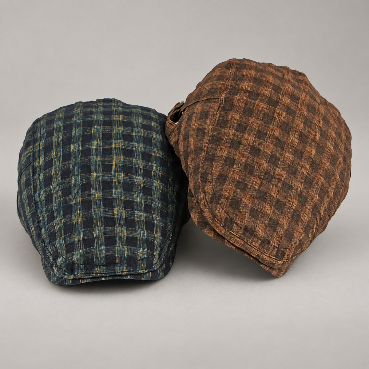 Rupert Textured Plaid Flat Cap with Adjustable Buckle Strap