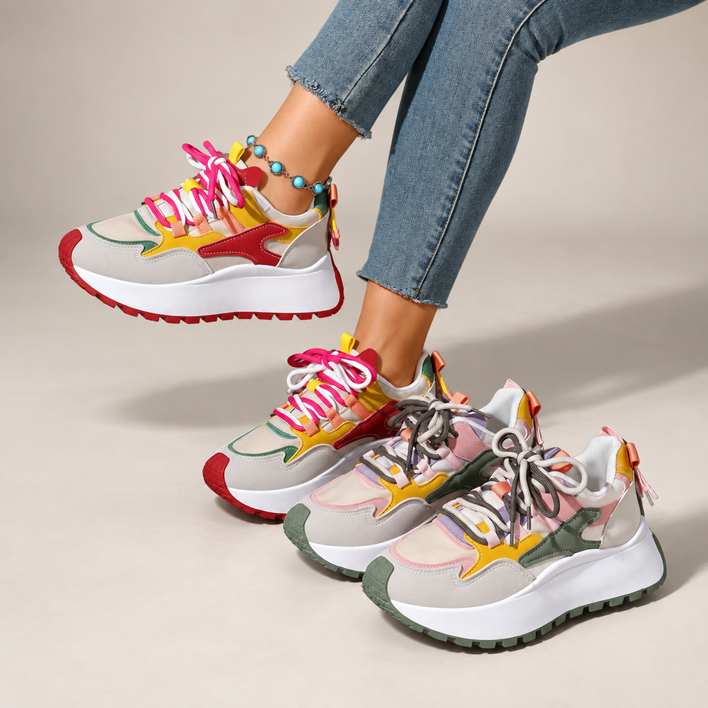 Sabine Women’s Color Block Chunky Lace-Up Sneakers