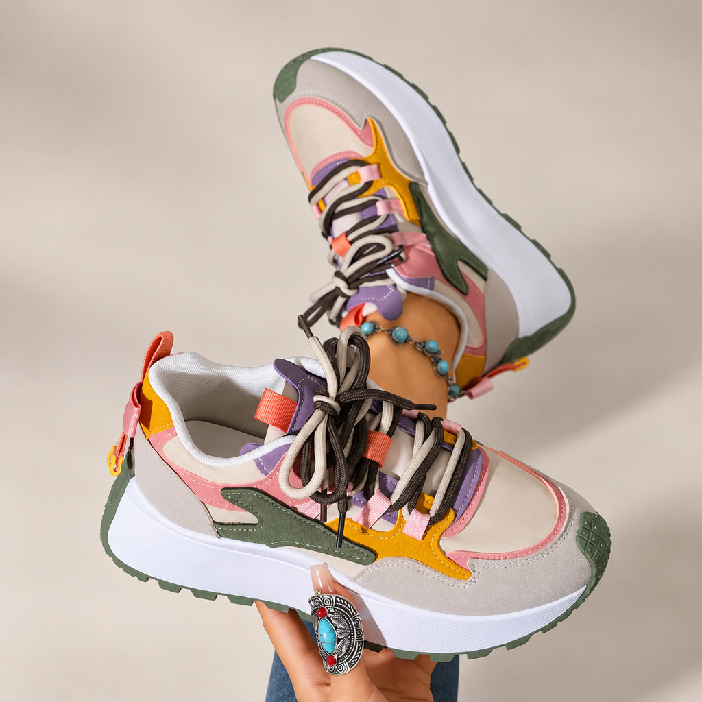 Sabine Women’s Color Block Chunky Lace-Up Sneakers