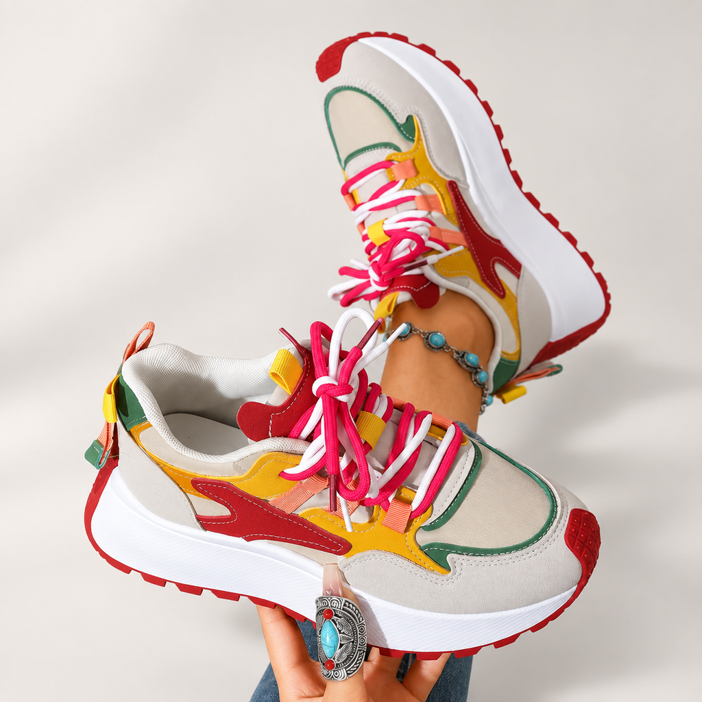 Sabine Women’s Color Block Chunky Lace-Up Sneakers