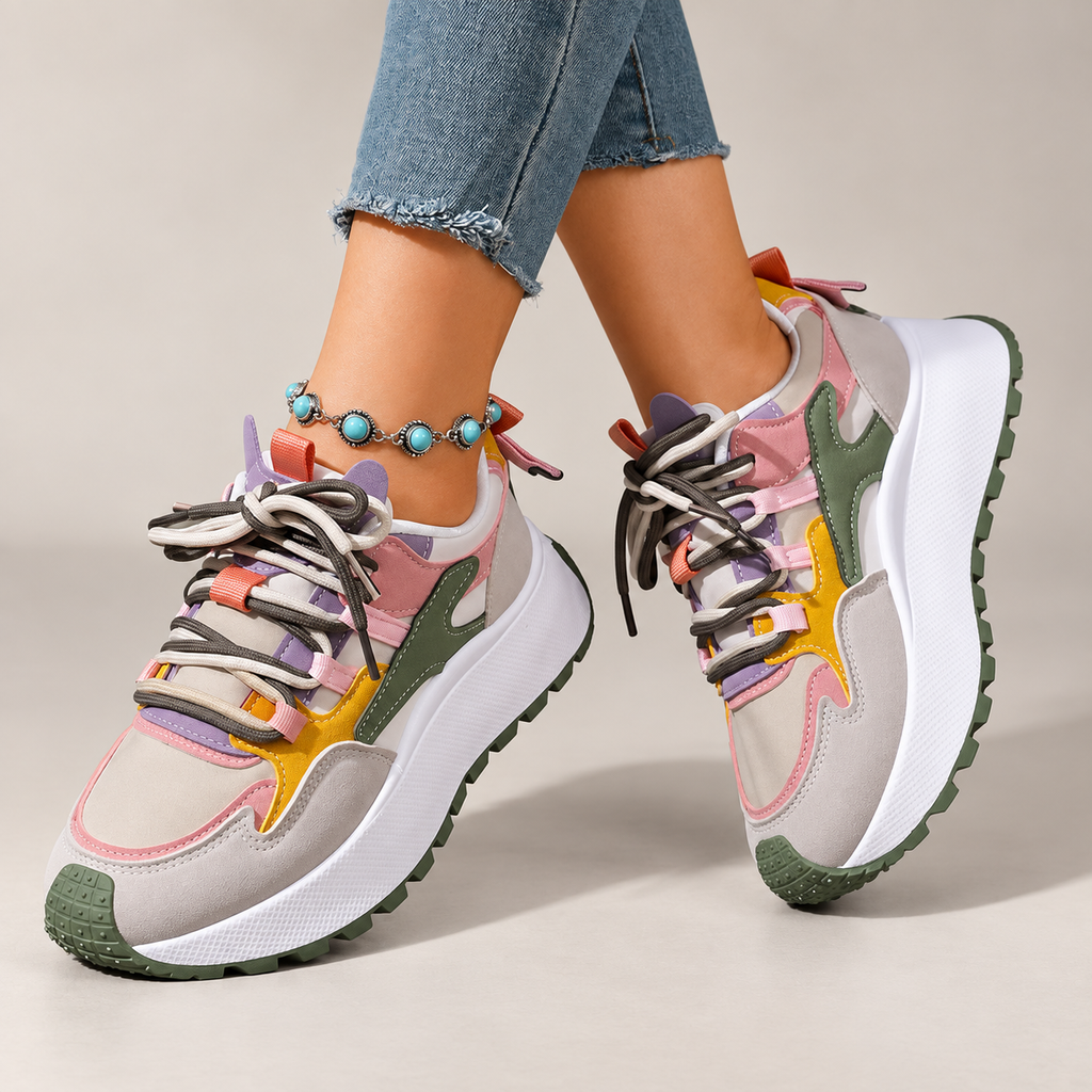 Sabine Women’s Color Block Chunky Lace-Up Sneakers
