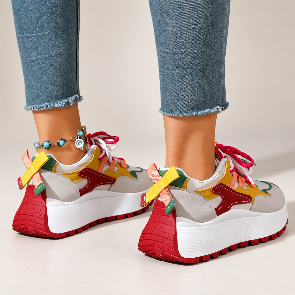 Sabine Women’s Color Block Chunky Lace-Up Sneakers