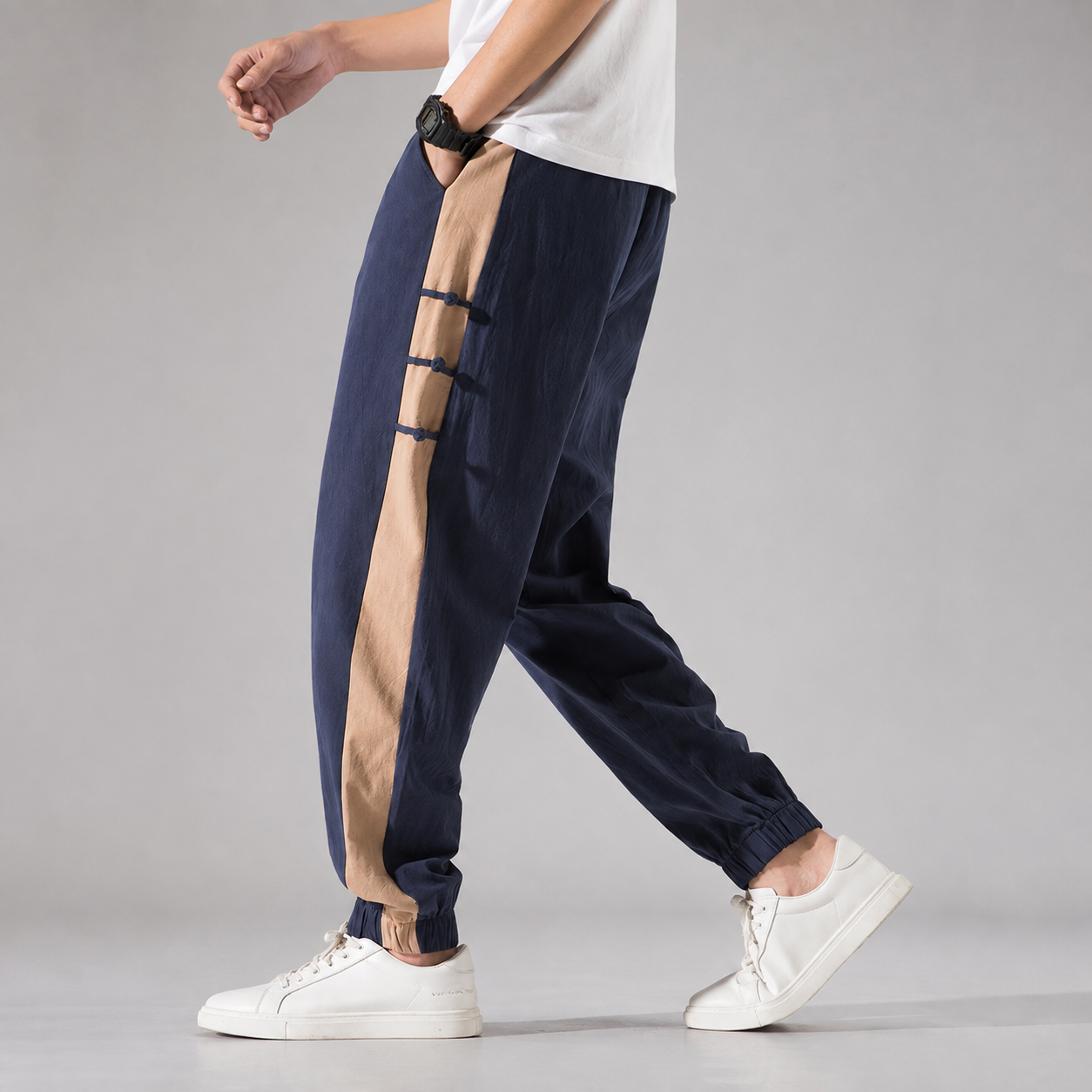 Sawyer Men's Cotton Linen Pants – Lightweight Tailored Drawstring Trousers