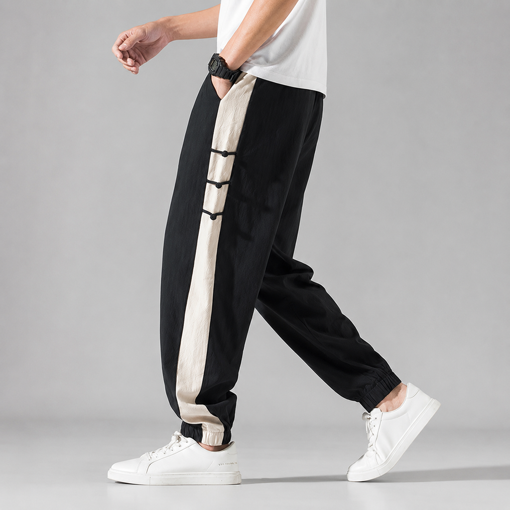 Sawyer Men's Cotton Linen Pants – Lightweight Tailored Drawstring Trousers