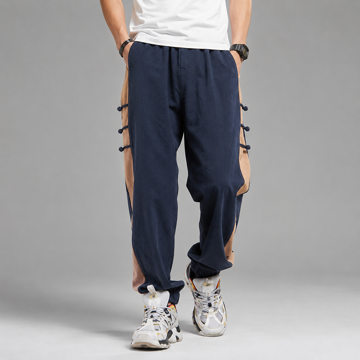 Sawyer Men's Cotton Linen Pants – Lightweight Tailored Drawstring Trousers