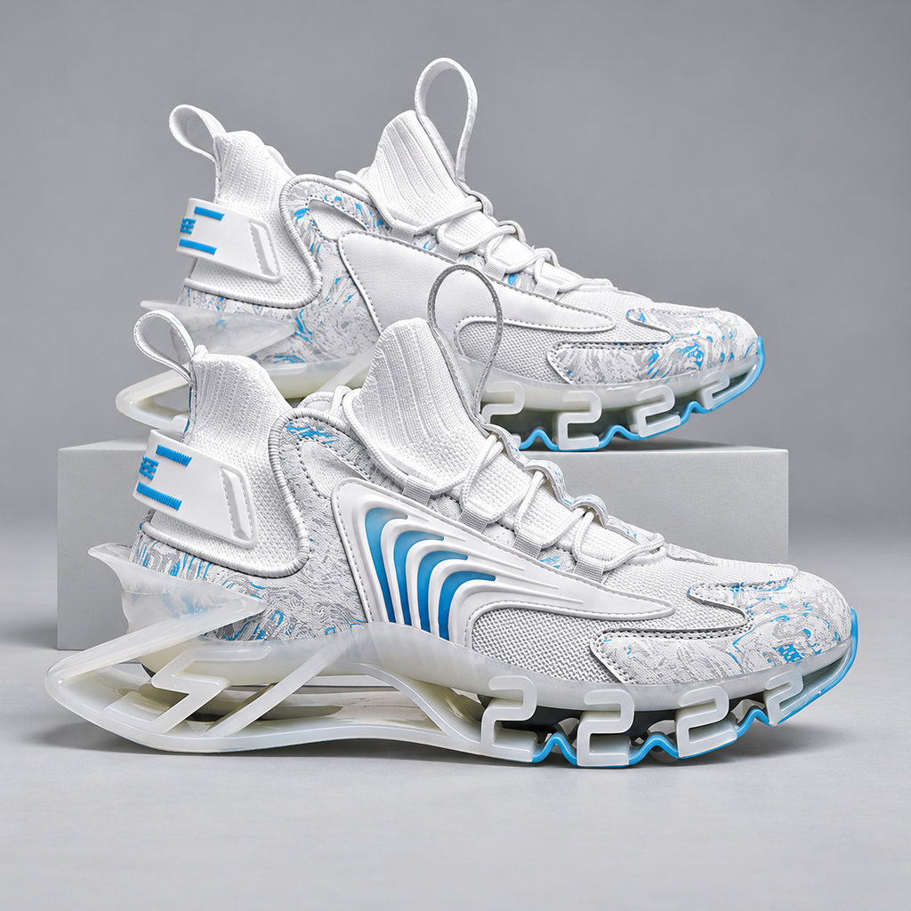 Urban Men’s Marble-Print Sneakers with Ribbed Side Panels