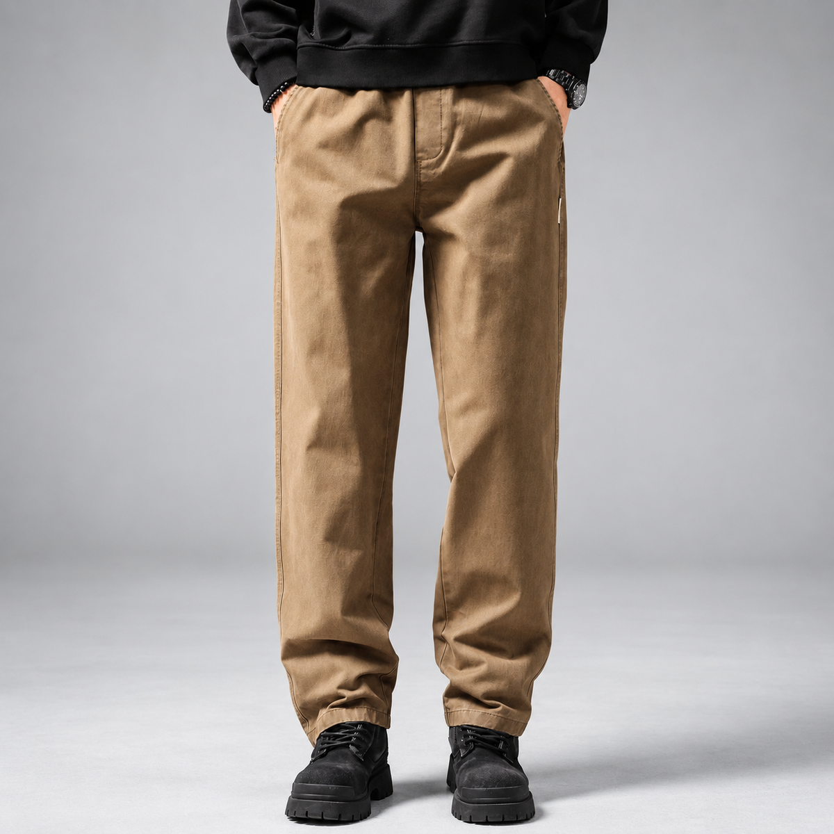Pascal Men's Casual Straight-Leg Pants with Textured Finish