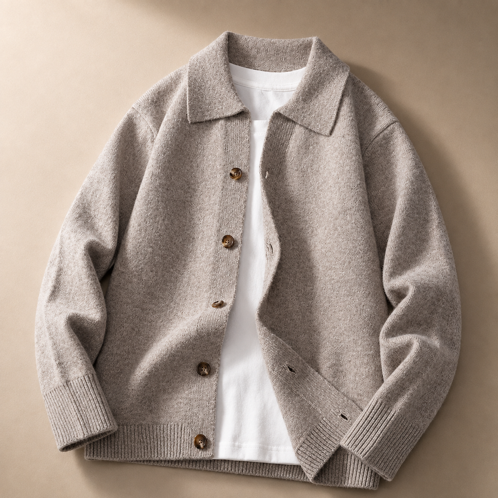 Sebastian Men's Wool Blend Knit Cardigan – Collared Button-Up Sweater