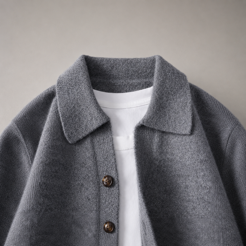 Sebastian Men's Wool Blend Knit Cardigan – Collared Button-Up Sweater
