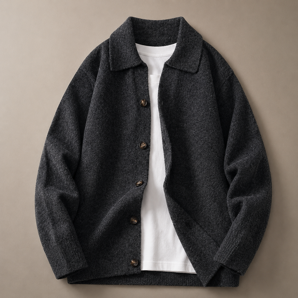 Sebastian Men's Wool Blend Knit Cardigan – Collared Button-Up Sweater
