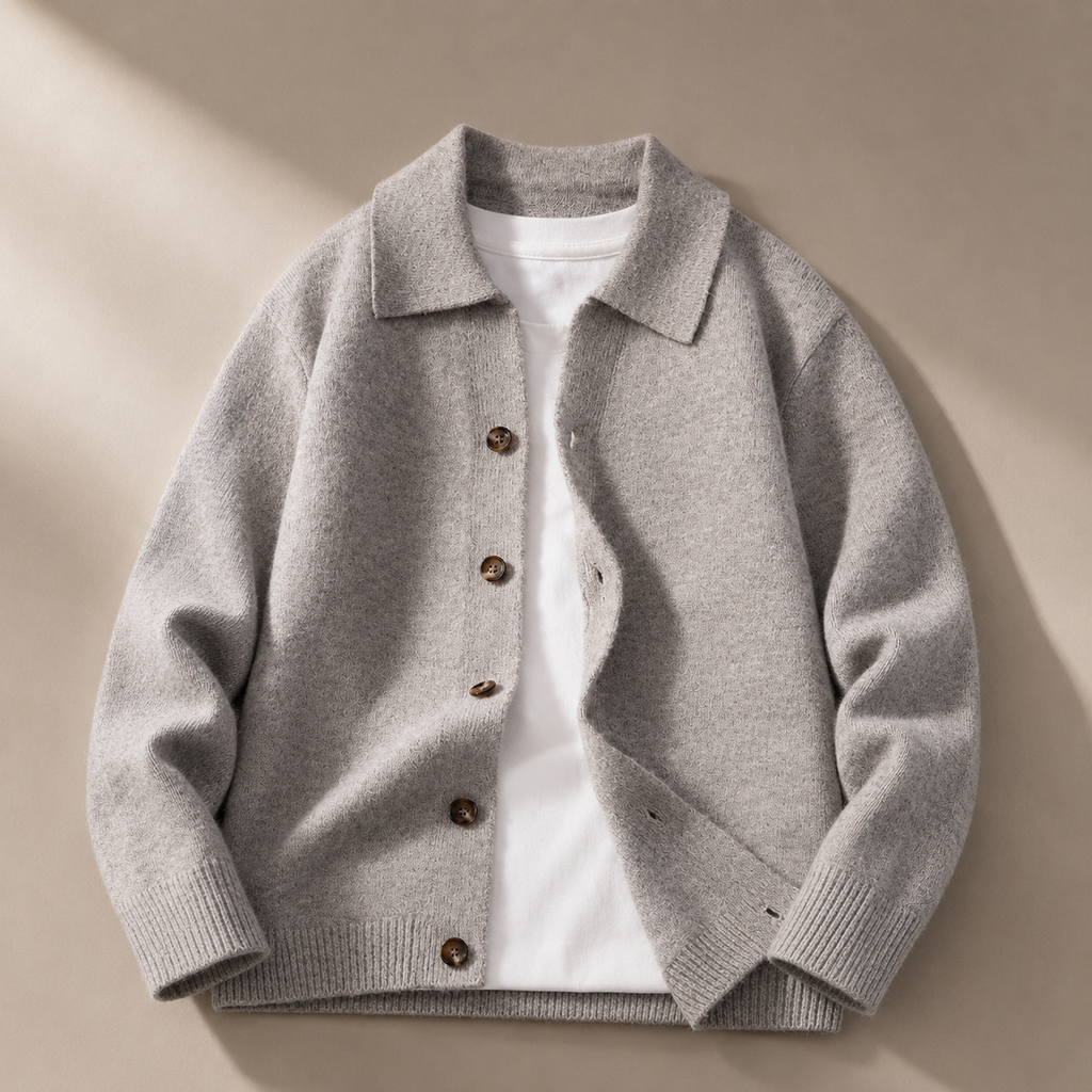 Sebastian Men's Wool Blend Knit Cardigan – Collared Button-Up Sweater
