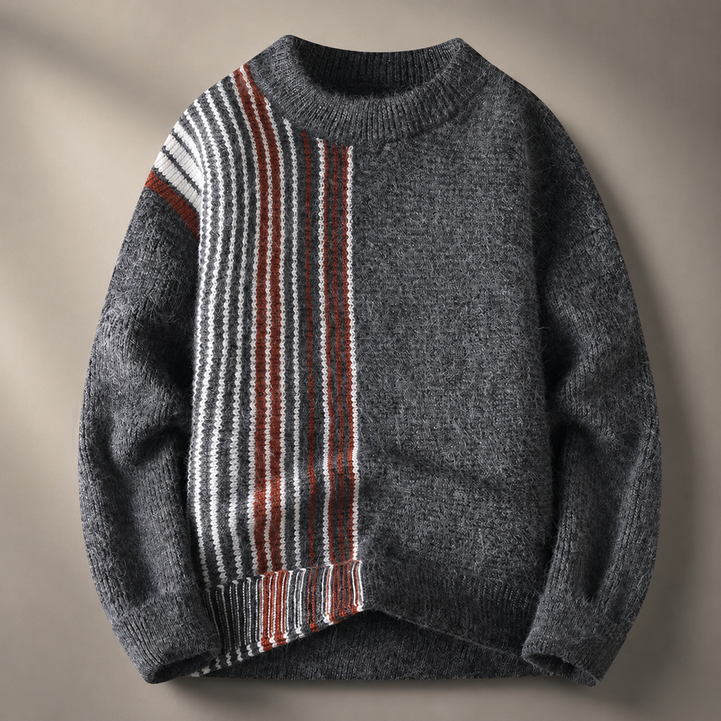 Sherman Textured Stripe Knit Crewneck Sweater