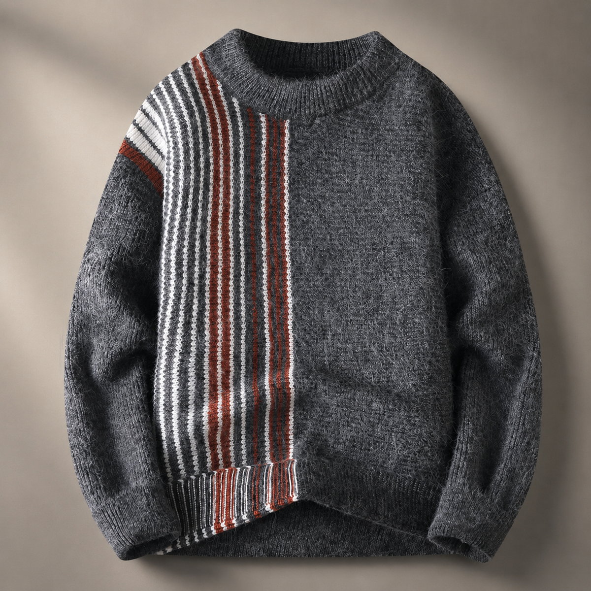 Sherman Textured Stripe Knit Crewneck Sweater