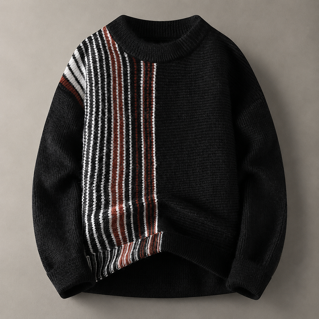 Sherman Textured Stripe Knit Crewneck Sweater