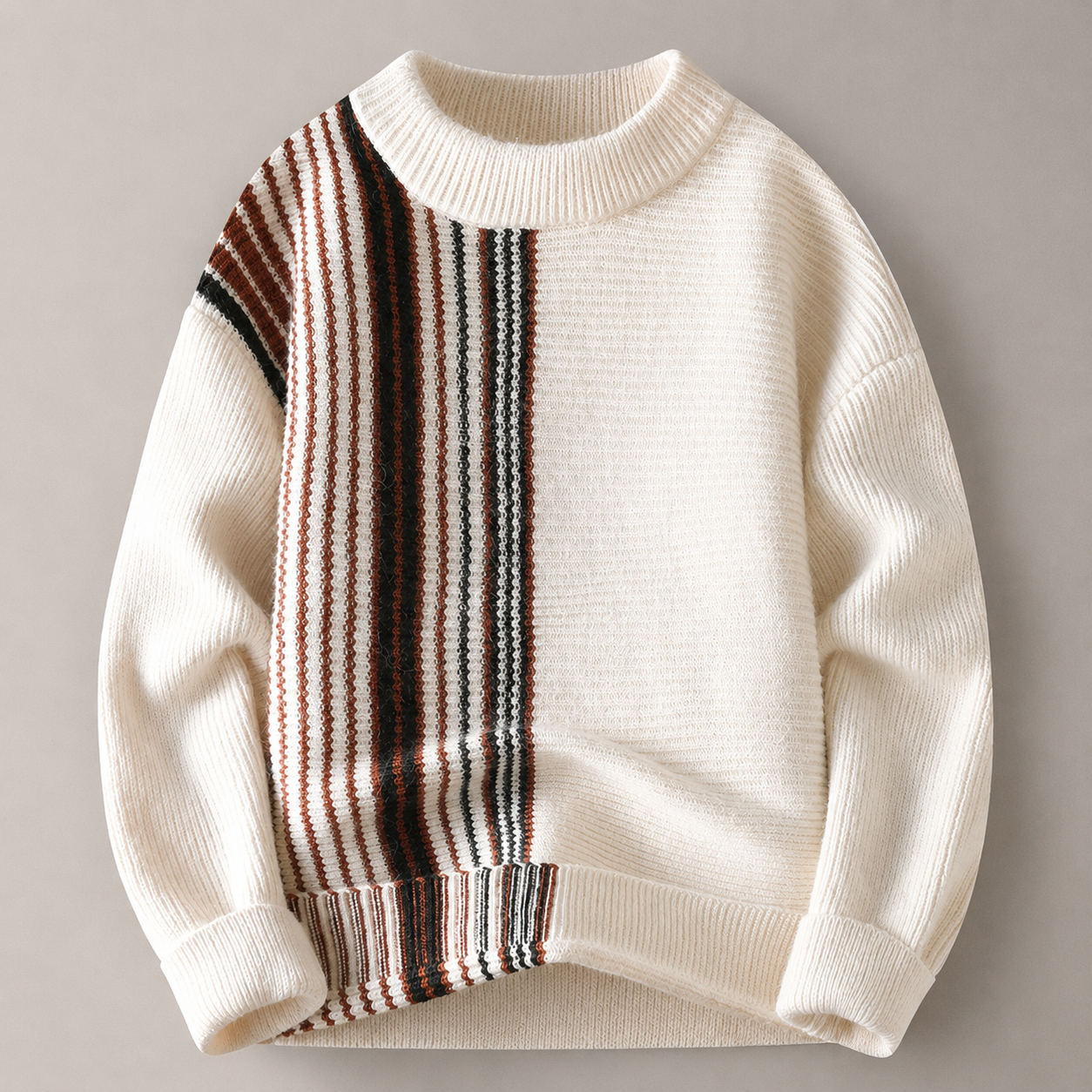 Sherman Textured Stripe Knit Crewneck Sweater