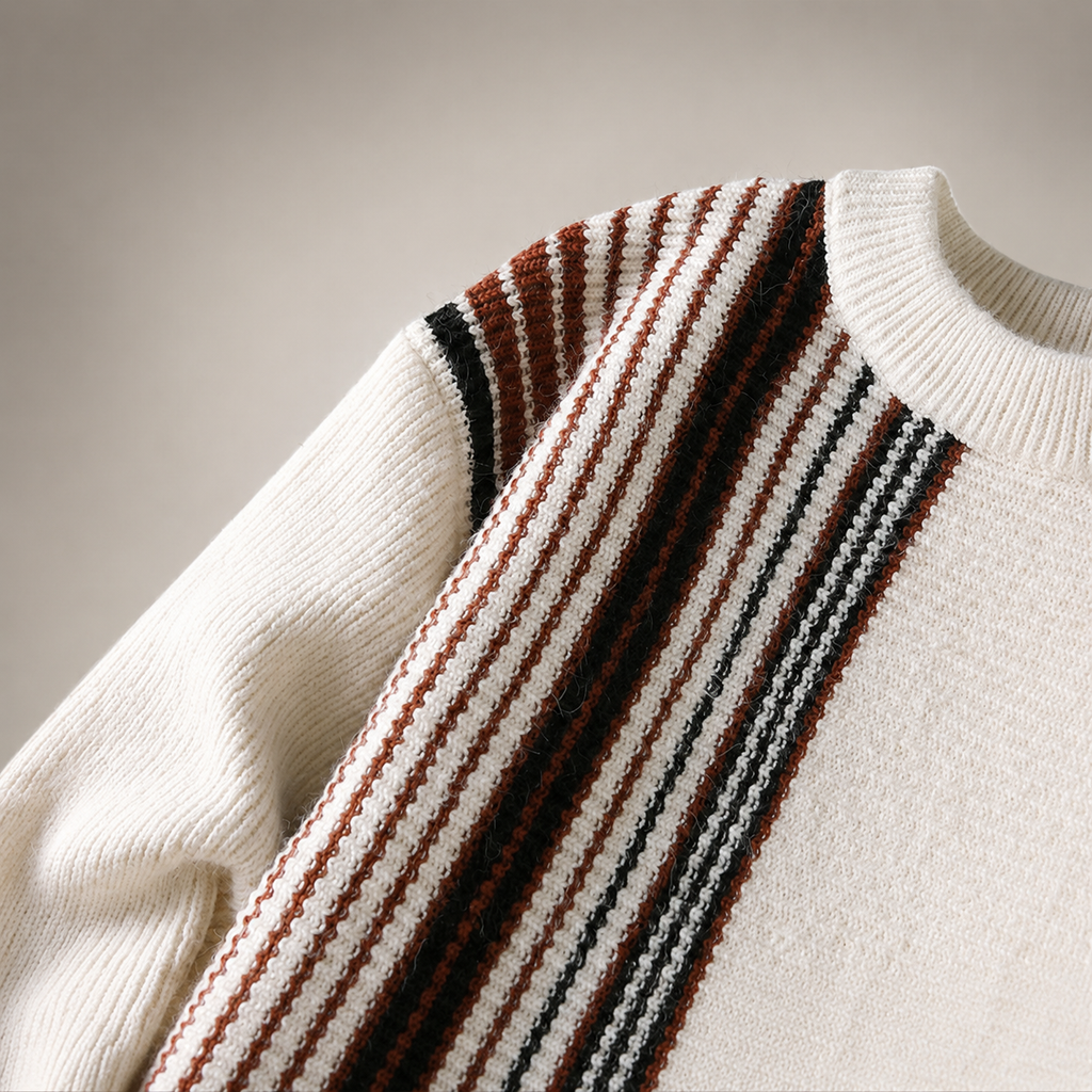 Sherman Textured Stripe Knit Crewneck Sweater
