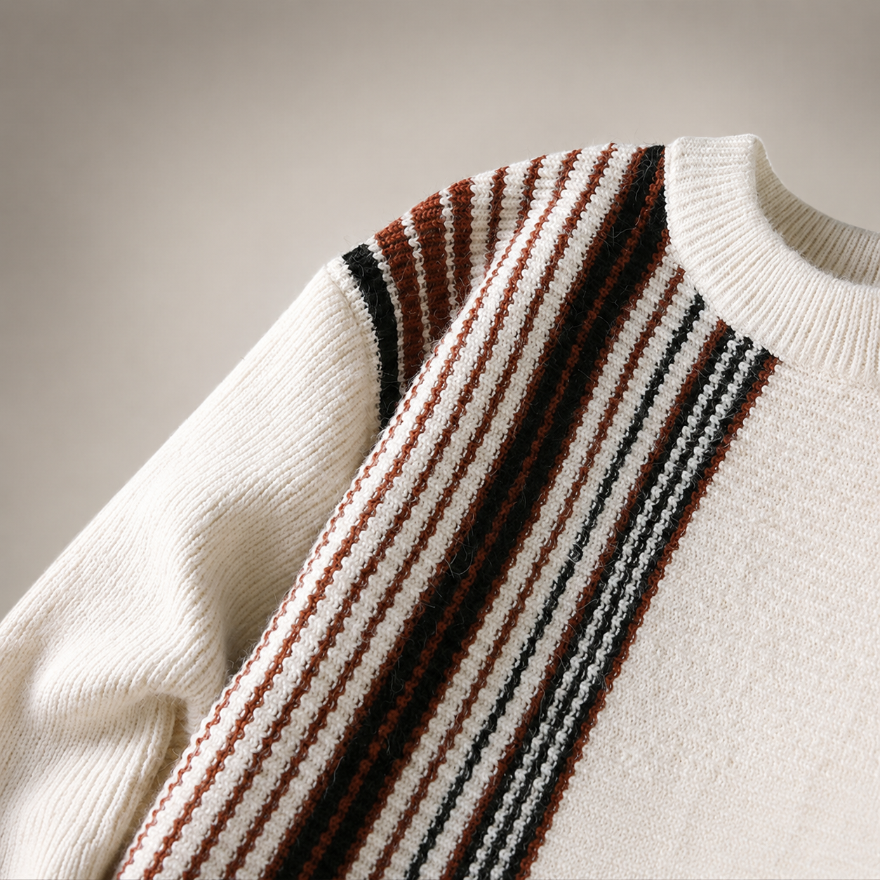 Sherman Textured Stripe Knit Crewneck Sweater