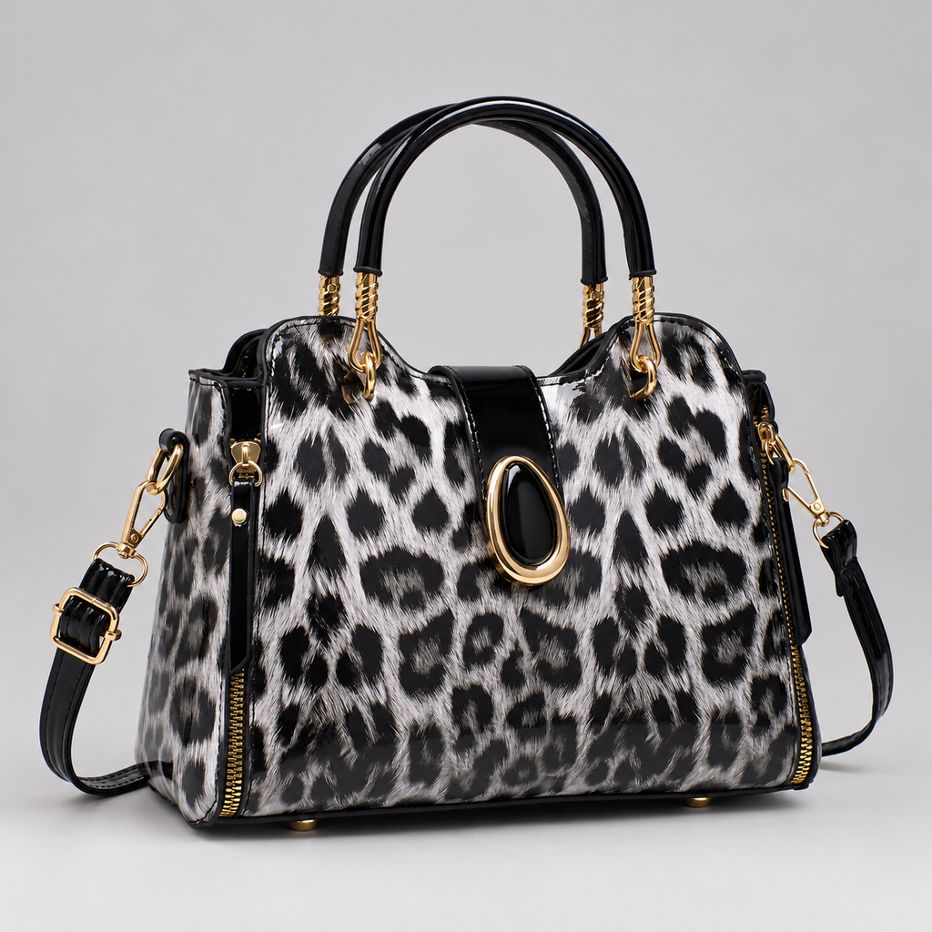 Aurora Women’s Glossy Leopard Print Shoulder Bag