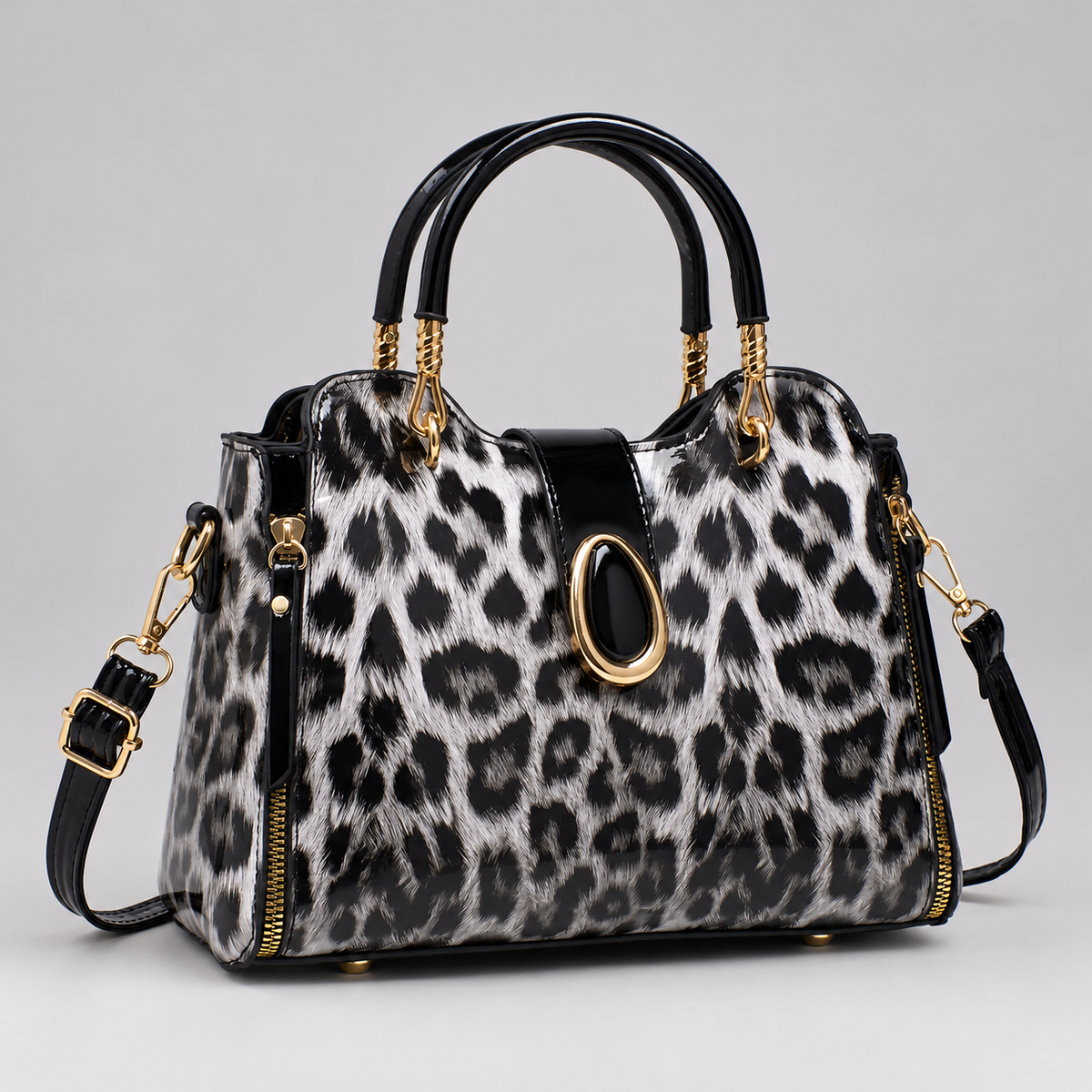 Aurora Women’s Glossy Leopard Print Shoulder Bag