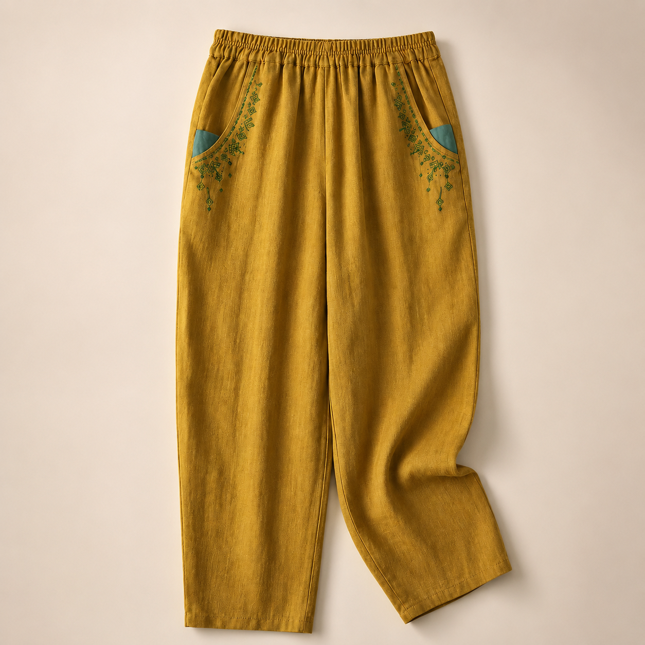 Sophia Embroidered Cotton Cropped Pants