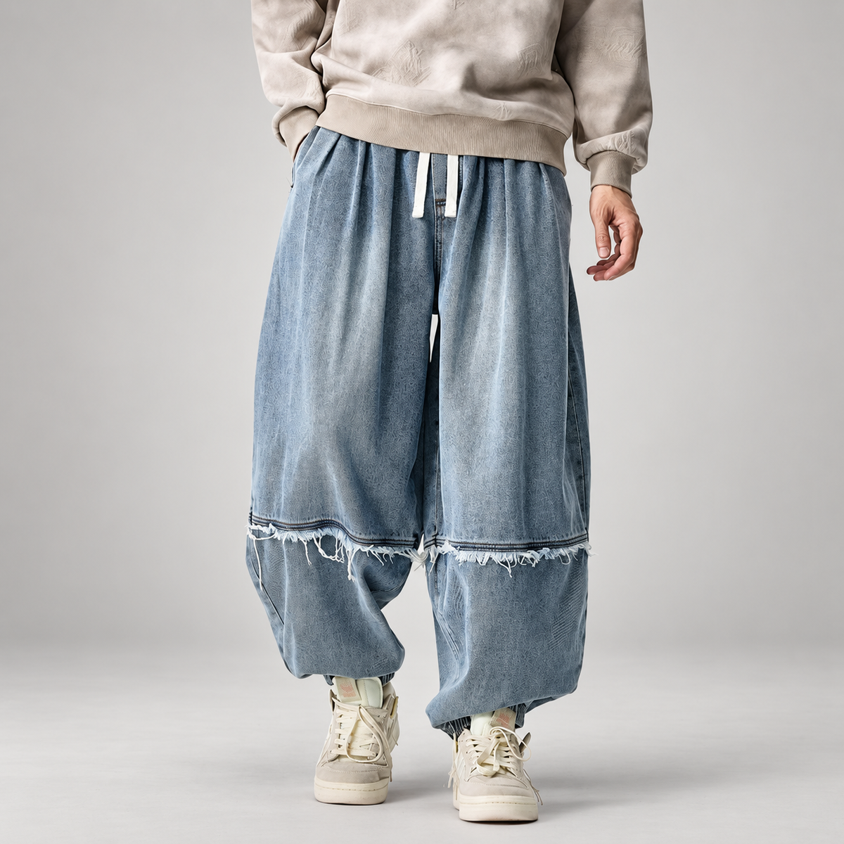 Soren Men’s Oversized Distressed Denim Jogger Pants