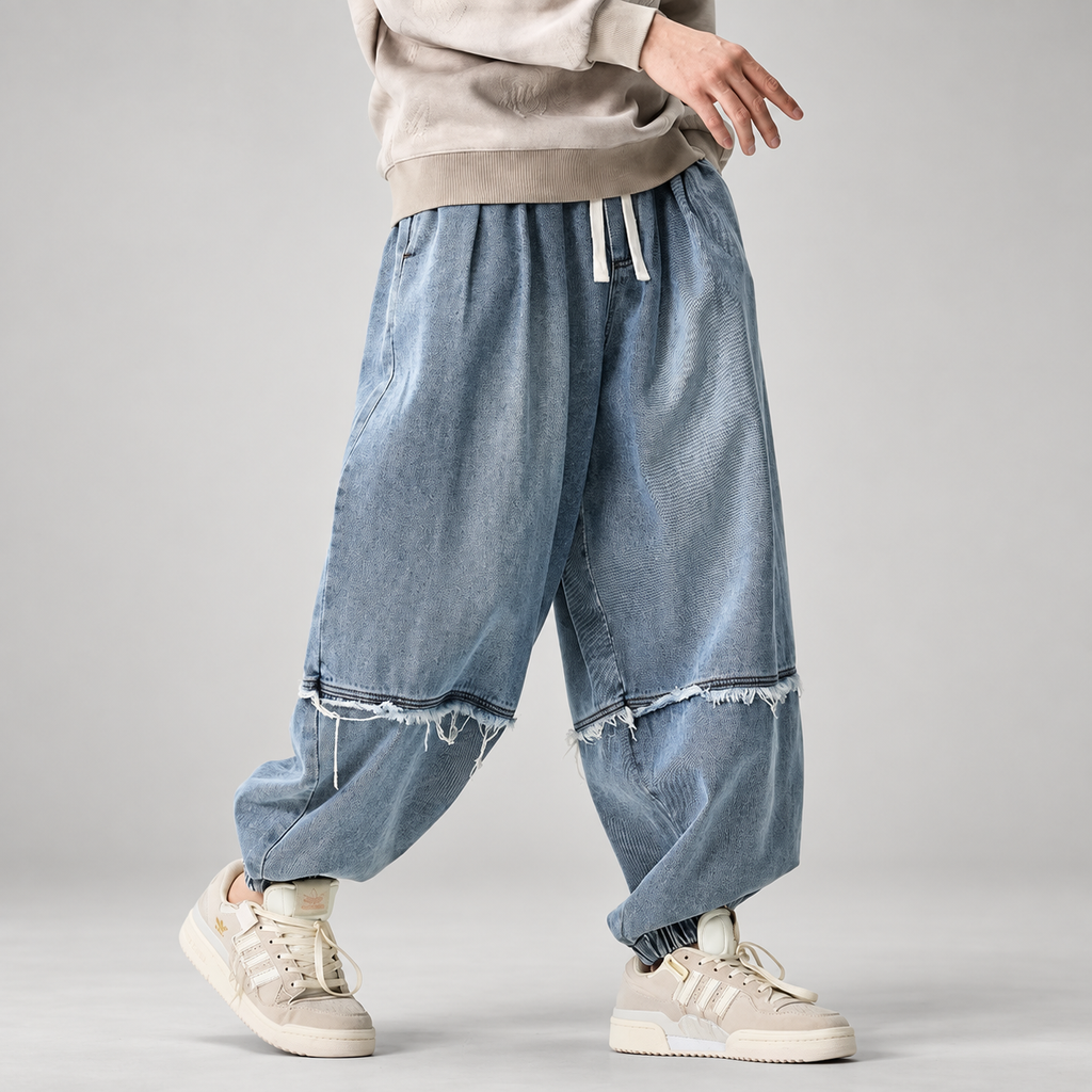 Soren Men’s Oversized Distressed Denim Jogger Pants