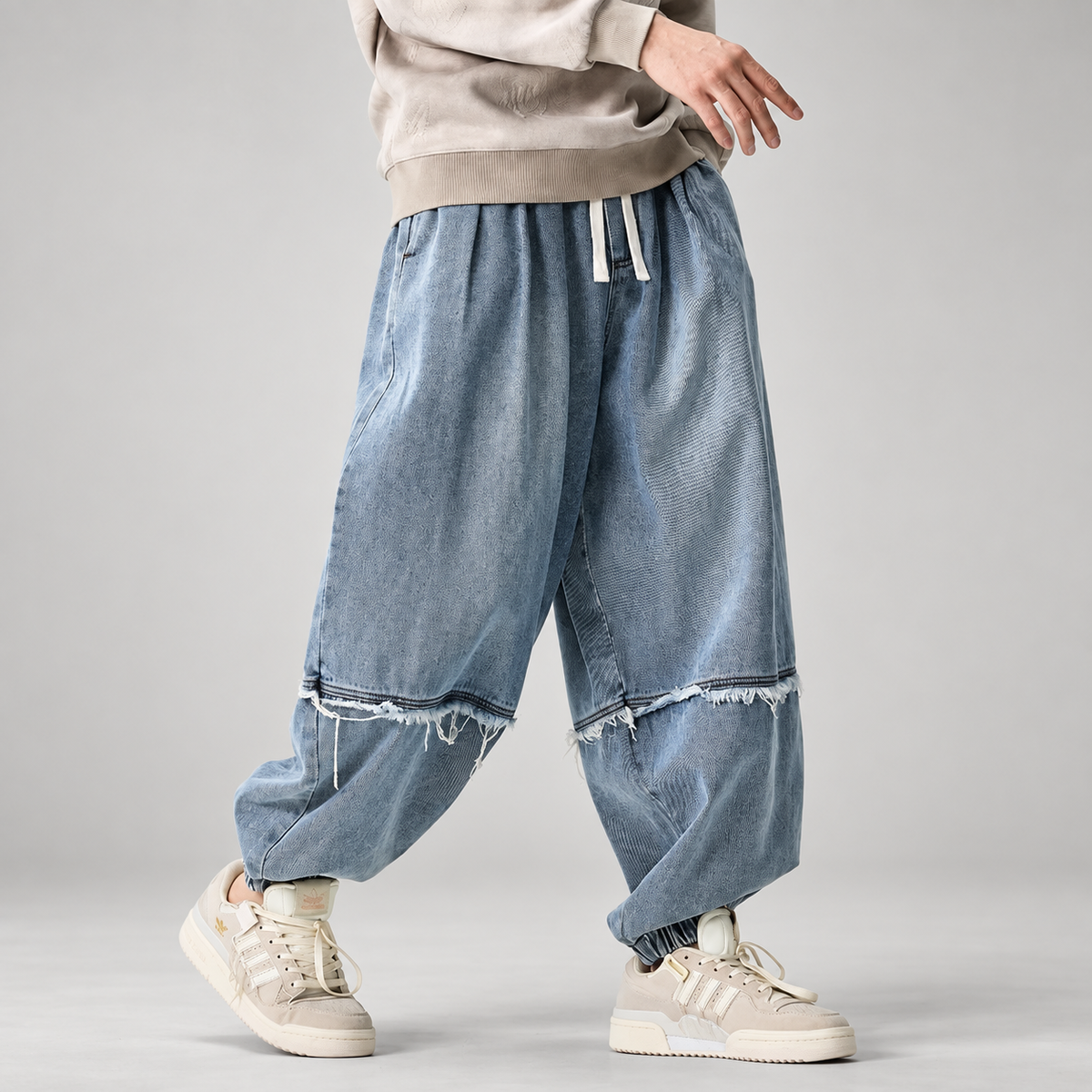 Soren Men’s Oversized Distressed Denim Jogger Pants