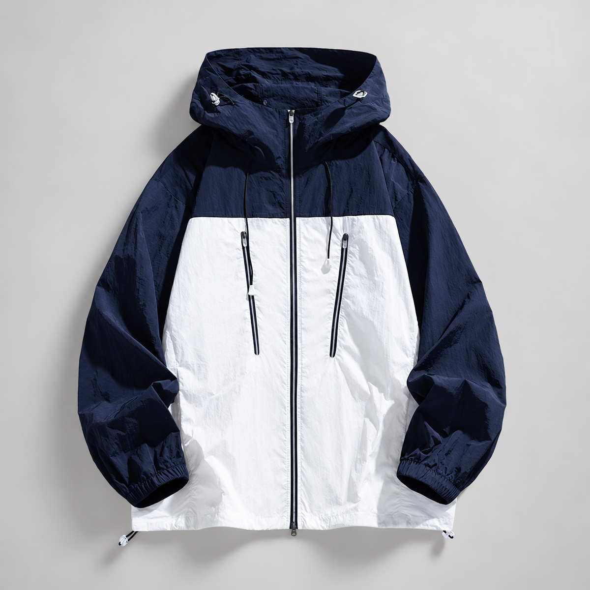 Stefano Men’s Color-Block Full-Zip Hooded Windbreaker