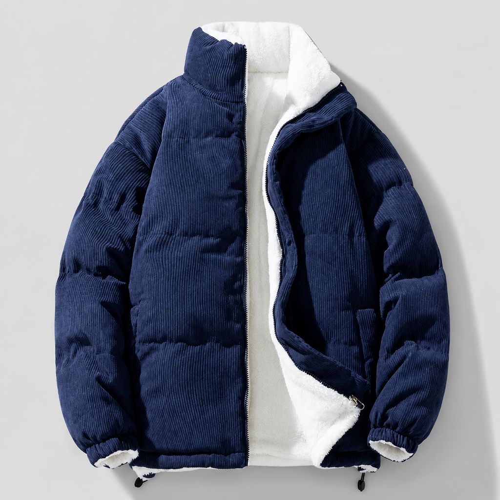 Stefano Men's Corduroy Fleece Jacket – Plush Lined Zip-Up Coat