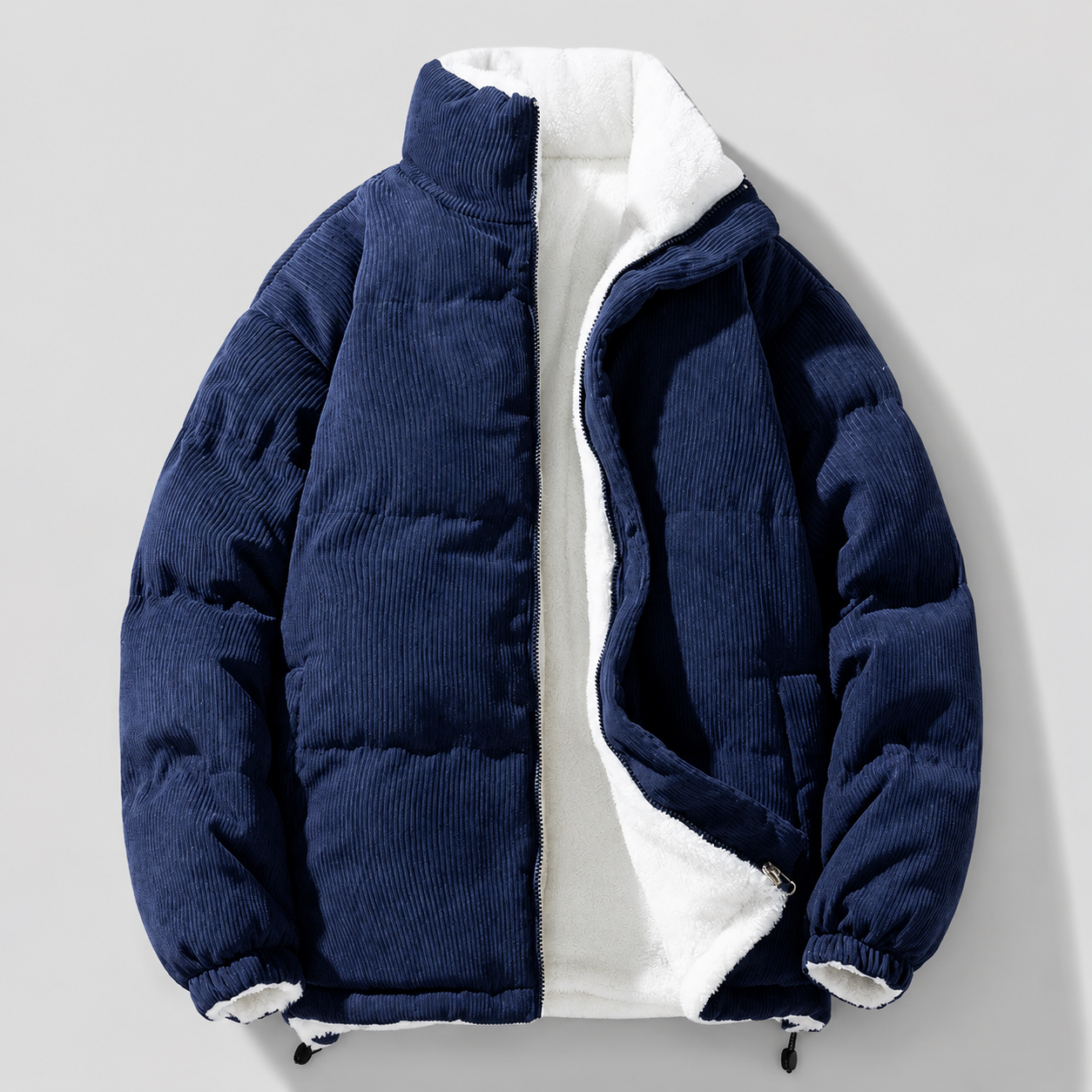 Stefano Men's Corduroy Fleece Jacket – Plush Lined Zip-Up Coat