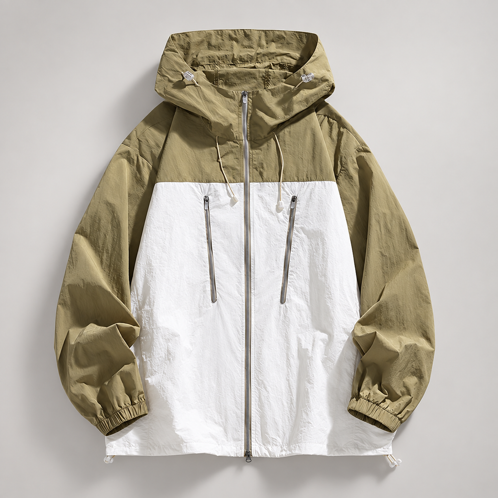 Stefano Men’s Color-Block Full-Zip Hooded Windbreaker