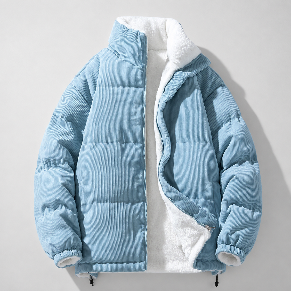 Stefano Men's Corduroy Fleece Jacket – Plush Lined Zip-Up Coat