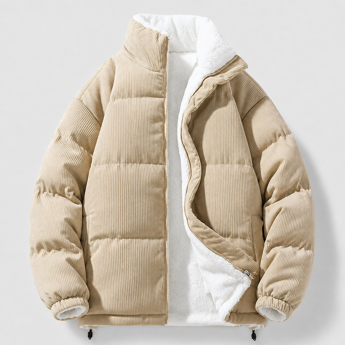 Stefano Men's Corduroy Fleece Jacket – Plush Lined Zip-Up Coat
